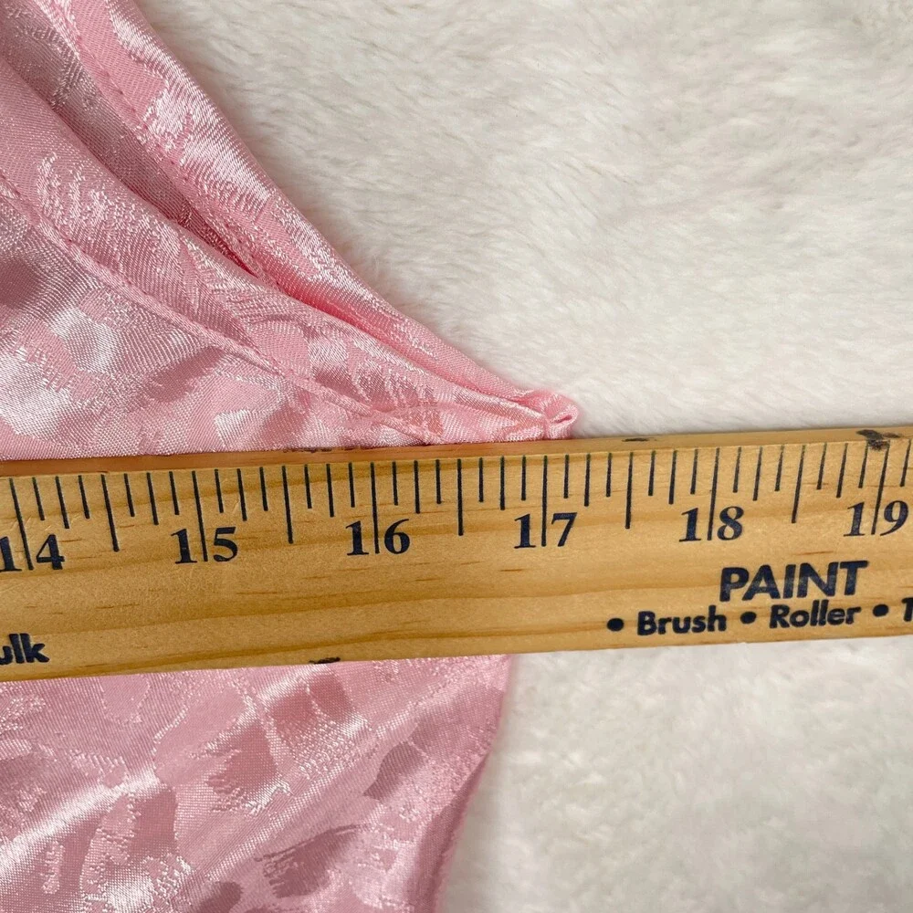 Vintage Sauci Pink Satin Camisole Tank Top Womens Med Floral Cowl Neck Coquette - Picture 6 of 9